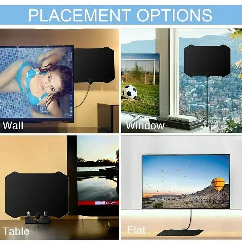 5000 Миль HD 8K/4K/1080P Комнатная Цифровая ТВ Антенна - 25ДБ HDTV Антенна для DVB-T/DVB-T2/UHF/VHF (Готов к кабельному телевидению)