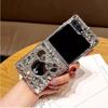 Luxury Rhinestone Cute 3D Mouse Mirror Phone Case for Samsung Galaxy Z Flip 5 4 3 Fashion Water Drop Diamond Hard PC Back Protection Cover