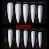 500 Pcs Boxed Transparent Coffin Fake Nails Natural Long Ballet Full Coverage Nail Tips Decorations Pressed On The Nails
