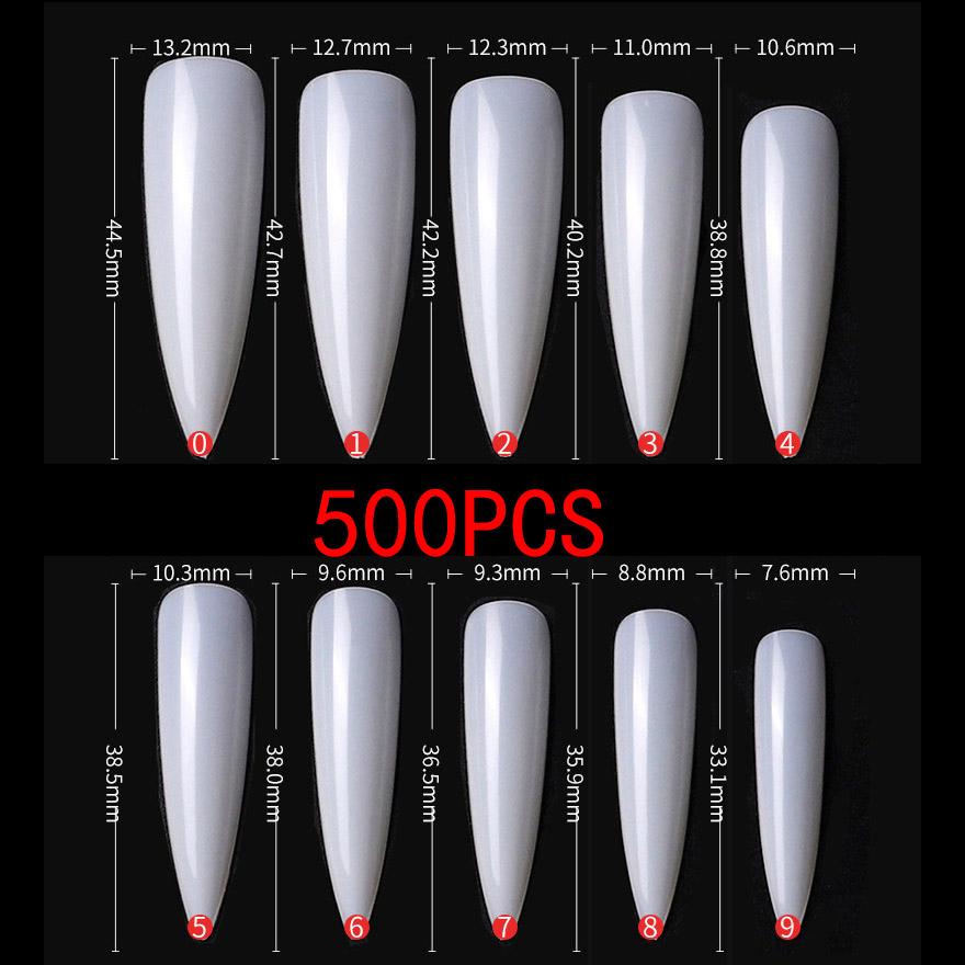 500 Pcs Boxed Transparent Coffin Fake Nails Natural Long Ballet Full Coverage Nail Tips Decorations Pressed On The Nails