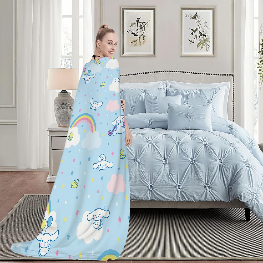 Cute C-Cinnamoroll cartoon Blanket For Soft Throw Blanket for Picnic Bed Sofa Home Bedroom Cozy Warm Comfortable