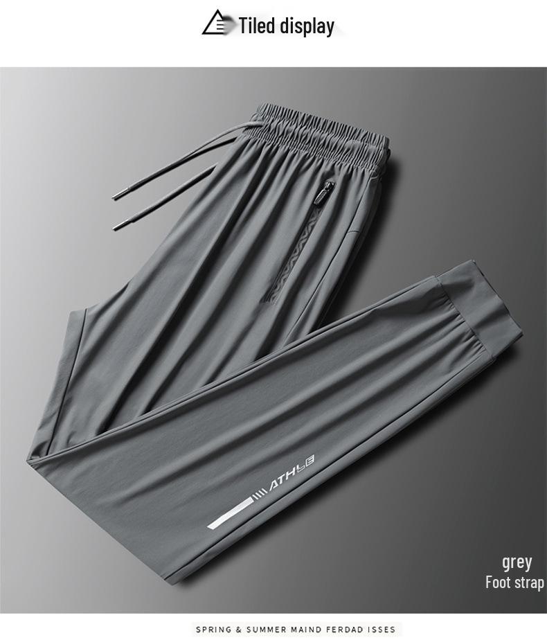 Мужские спортивные брюки больших размеров из ледяного шелка, быстросохнущие, летние