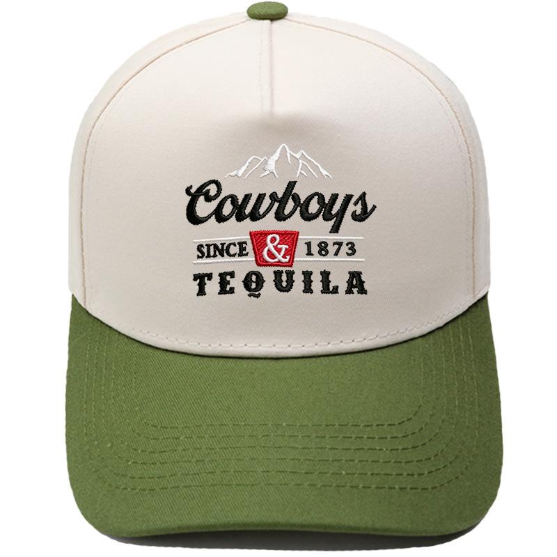 Cowboys & Tequila Truck Driver Hat Peak Embroidery Vintage Color Matching Baseball Cap Male Female Casual