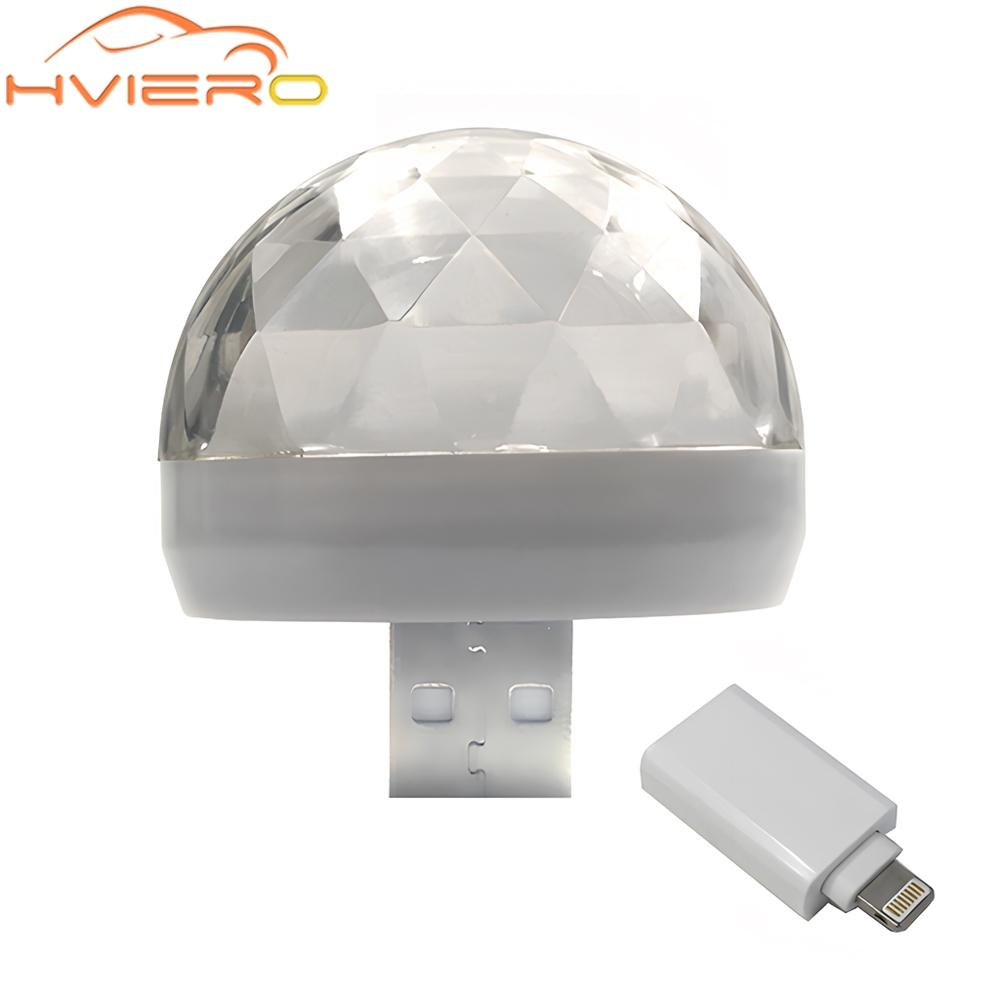 Автомобильный USB Ambient Light DJ RGB Mini Красочный музыкальный звуковой свет USB-C Интерфейс Apple Интерфейс Праздничная вечеринка Караоке