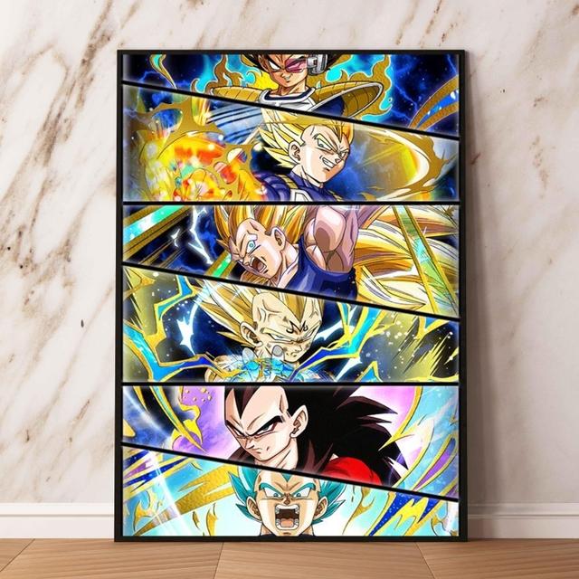 Popular Anime Poster with Seven Dragon Ball Characters, Wall Decoration for Children