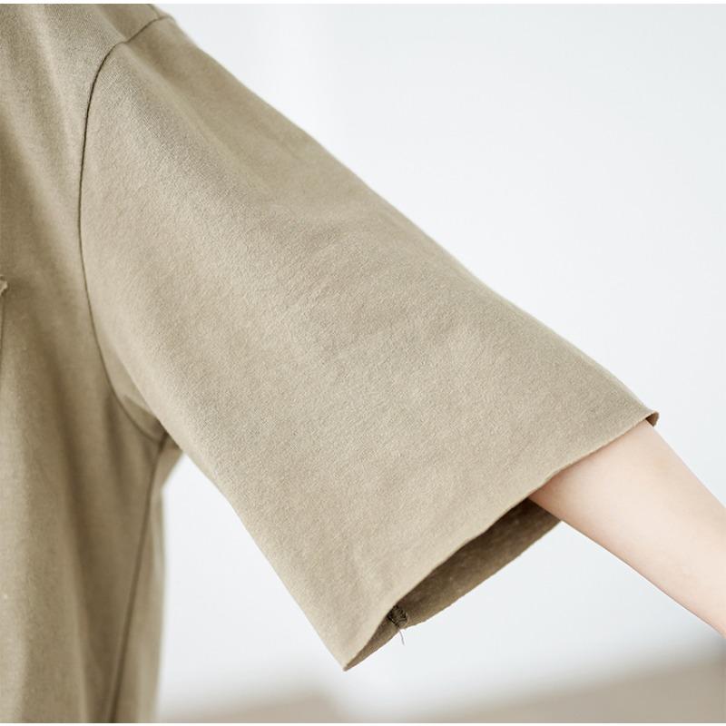 DIMANAF 2025 Новая Летняя Футболка Большого Размера Женская V-образный вырез Короткий рукав Однотонные Свободные Топы Футболки Макси