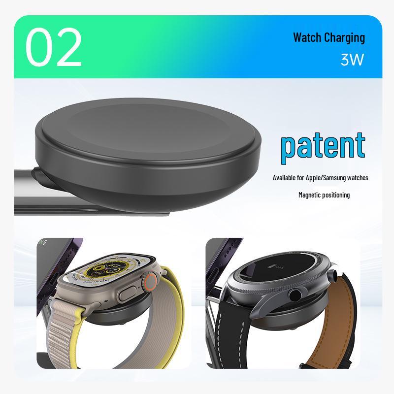 QI2 Magnetic 3-in-1 Wireless Charger Stand for Apple, Samsung Watches & Earbuds