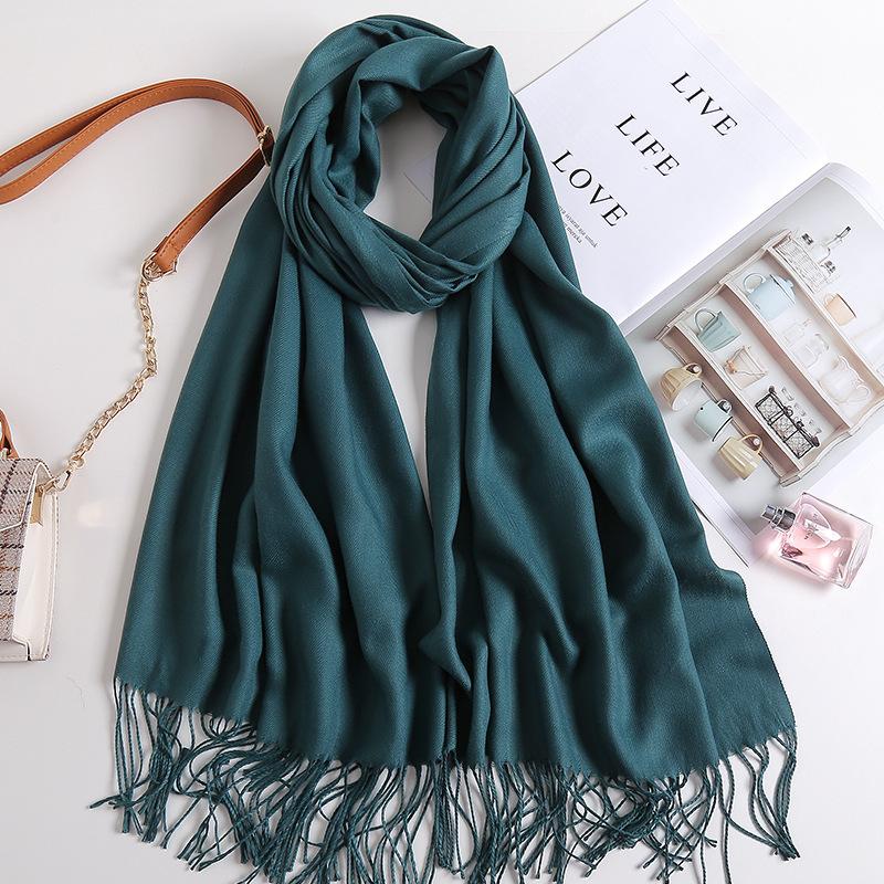 Осенне-зимний новый женский кашемировый шарф, однотонный, имитация кашемира, толстый вышитый кашемировый платок