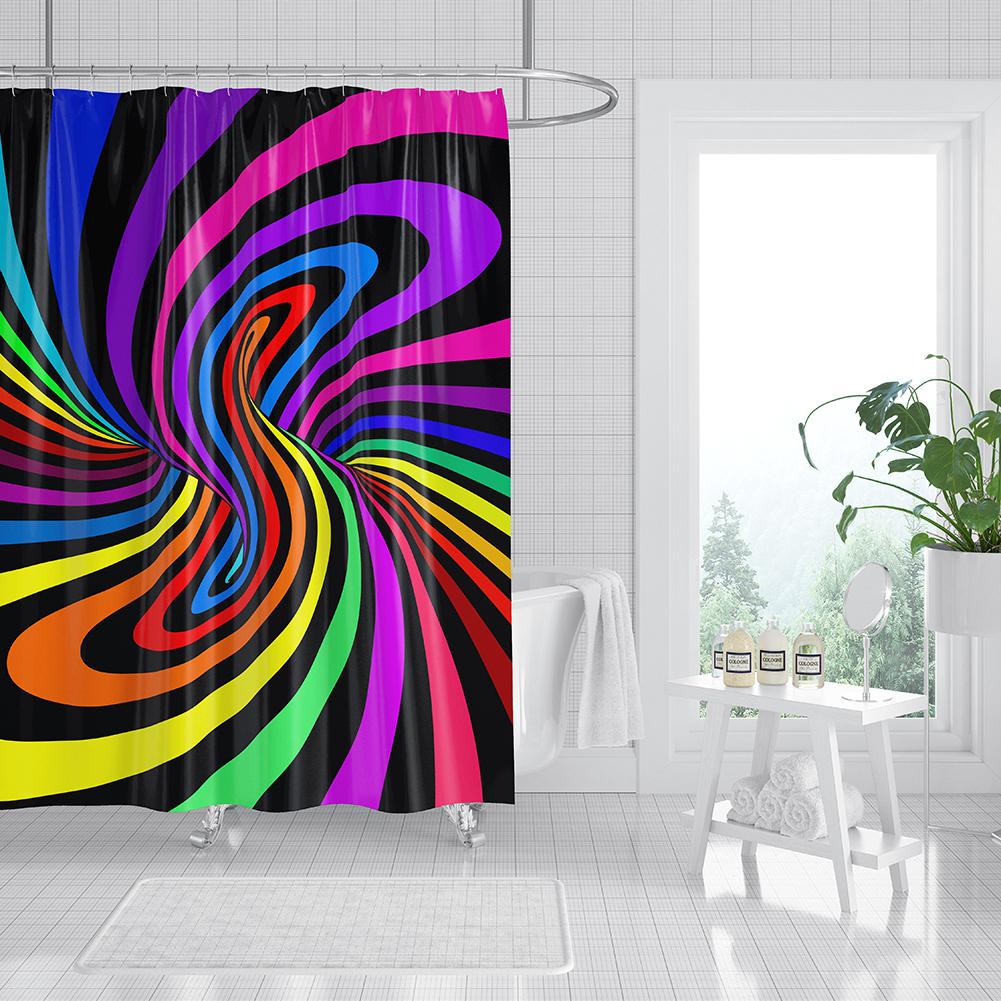 3D Flower Dolphin Bohemian Geometric Print Shower Curtain with Roller Hooks Modern Decorative Elegant Bathroom Curtains 180x180cm