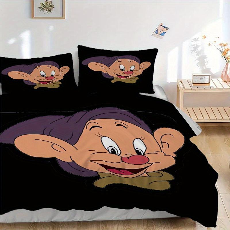3pcs Snow White Dopey Cartoon Bedding Set, Includes 1 Quilt Cover and 2 Pillowcases, Comfortable Bedding with Stylish Design for Bedroom, Ma