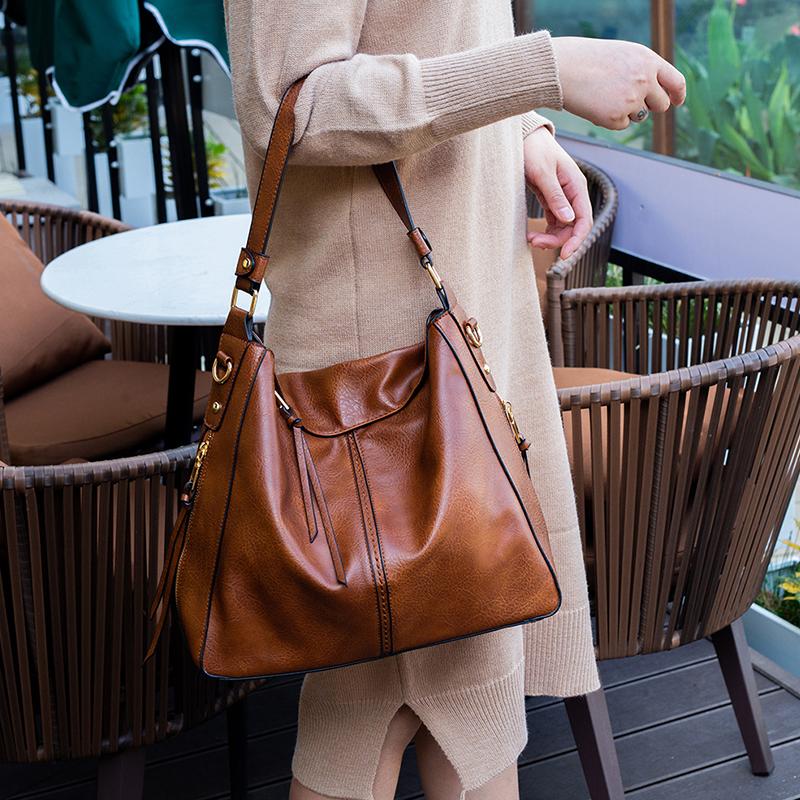 Роскошная женская сумка из мягкой кожи, сумка-хобо, наплечная сумка, сумка-мессенджер, винтажная, большой вместимости, для покупок, сумка для мамы CLE