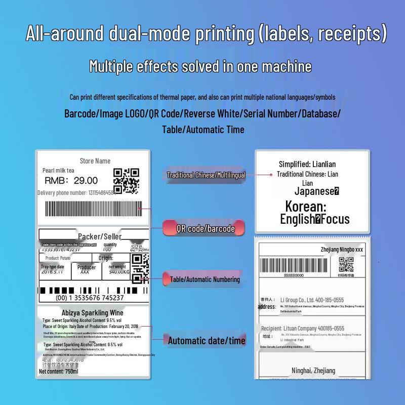 Deli DL-886A USB Thermal Label & Receipt Printer CN plug (adapter included)