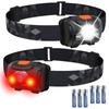 LED Headlight DAI NING Battery Operated Set of 2 AAA Batteries Day Gift Headlamp High Brightness Ultra Light 4 Lighting Modes White Red Light SOS
