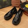 Patent Leather Chunky Platform Loafers Women Japanese Style Student Uniform Shoes Woman Thick Sole Non-Slip Black Casual Shoes