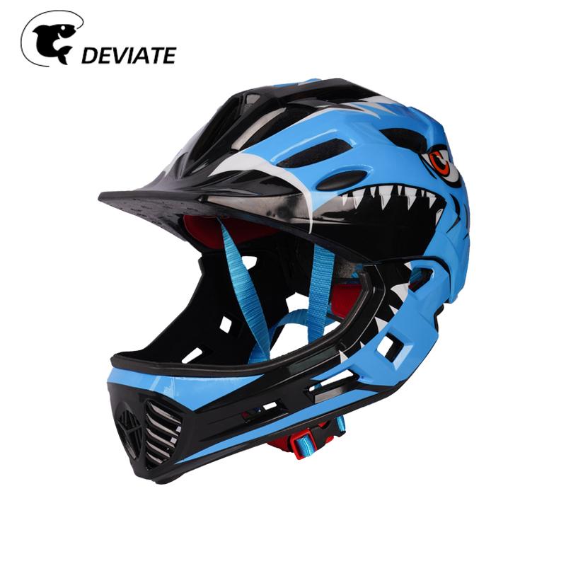 Cool Shape Full Face Bicycle Helmet for Kids for Mountain Biking and Skating Protective ABS Material Kids Bike Helmet