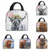 Highland Cow Funny Bull Thermal Lunch Bag Cute Western Wildlife Animal Portrait Bento Bags Insulated Lunch Box for Work School