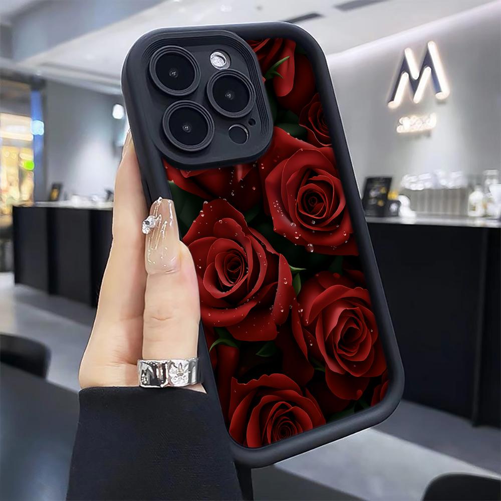 Романтичный красный чехол-роза для iPhone 17 16 15 14 13 12 11 Pro Max Для iPhone 16 15 14 7 8 Plus XS XR X Силиконовый бампер