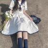 Dress Women JK Girls Japanese Preppy Style Lolita Sailor Suit Dresses Y2k Gothic Kawaii Vintage Short Sleeve Summer Midi Dress
