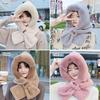 Thickening Integrated Cap Scarf Plush Neck Warmer Winter Ear Protection Cap  for Women