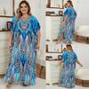European-American Rayon Print Plus Size Beach Cover-Up Dress & Long Robe