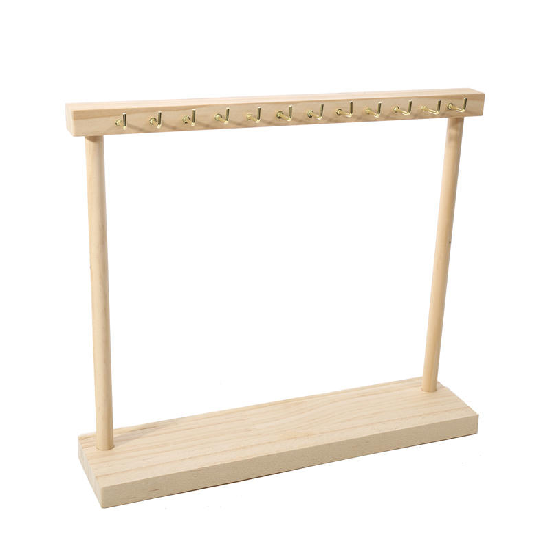 Jewelry Organizer Display Stand Wood Necklace Hanging Countertop Rack For Chains Earrings Bracelets Showcase Storage Rack