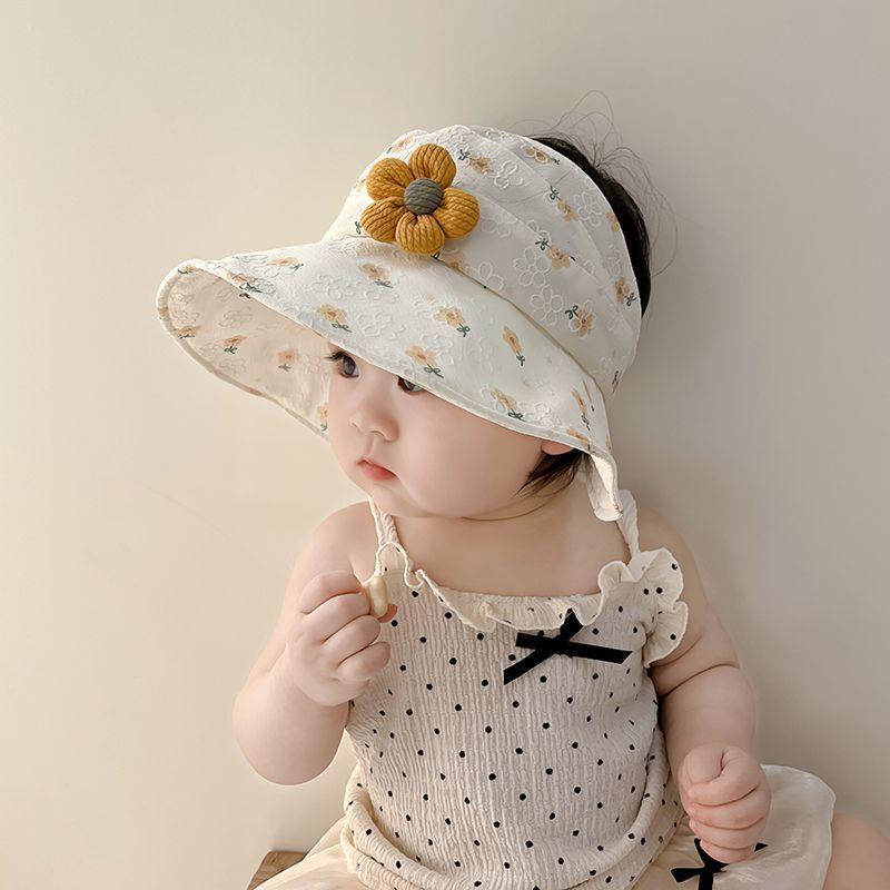 Baby Girl Summer Sun Hat With Large Brim And Floral Print Breathable Visor Cap For Toddler Infant UV Protection Outdoor