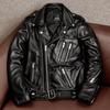 Mens Genuine Leather Jacket Slim Fit Biker Zipper Coat Fashionable Korean Style Spring Autumn