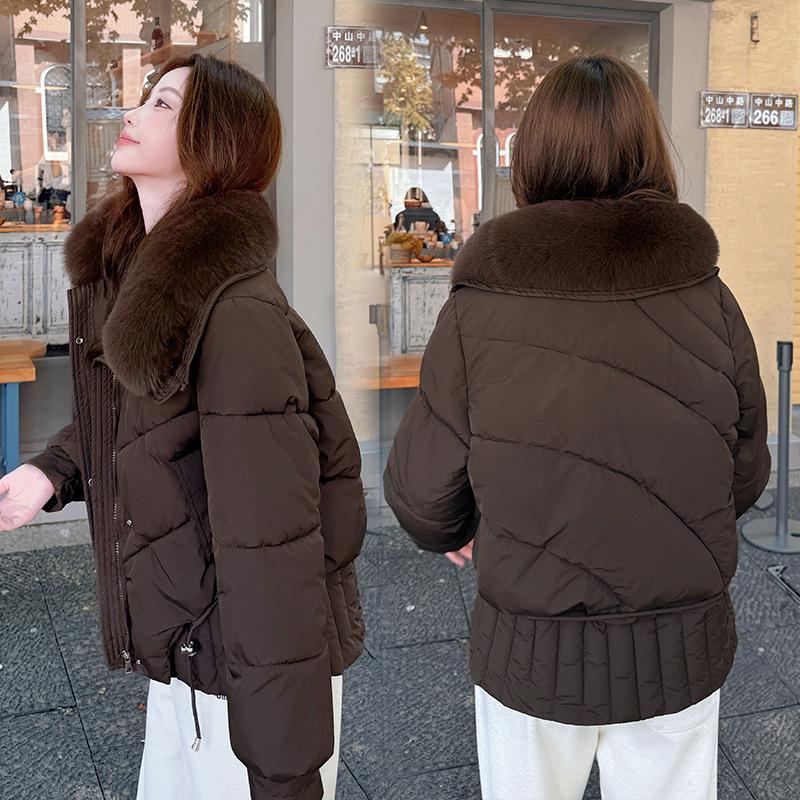 Down cotton clothes women's new fashion big fur collar small winter new warm bread clothes jacket