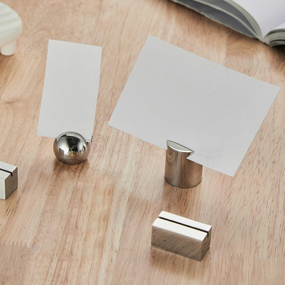 Display Stand Stainless Steel Card Holder Solid Funny Number Sign Holder Creative Label Holder Hotel Seat Card