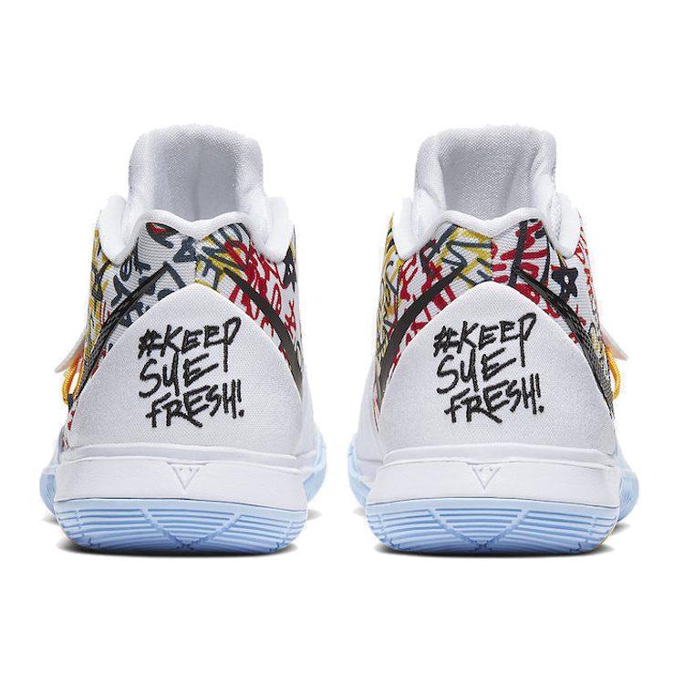 Nike Kyrie 5 Keep Sue Fresh Нескользящая Амортизация Средняя Высота Баскетбольные Кроссовки Граффити Унисекс CW4403-100