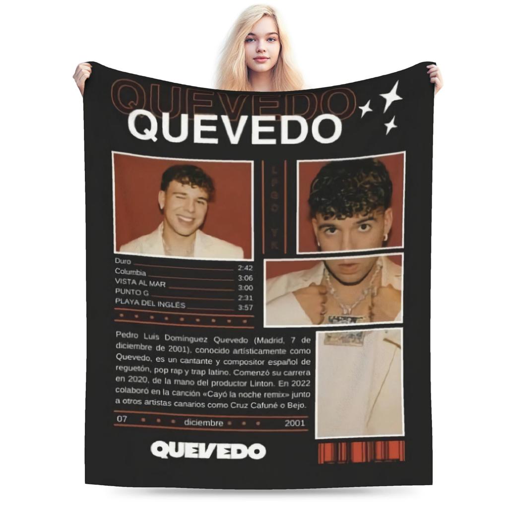 Rapper Quevedo Graphic Warm Blanket Picnic Plush Bedding Throws Graphic Couch Chair Flannel Bedspread Sofa Bed Cover
