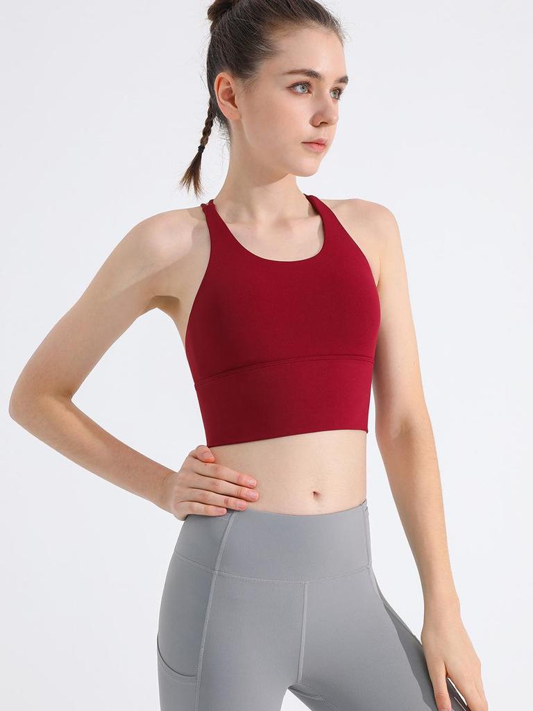 Спортивный бюстгальтер Crossback Shockproof — беспроводной, со сборками, идеально подходит для йоги и бега