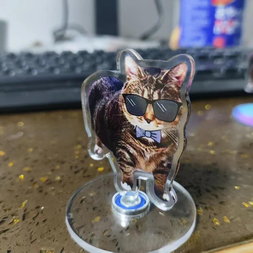 Cute Cat NEW Pattern Acrylic 360° Rotating Kitten Stands for Desk Decoration Home Decor Car Motorcycle Kids Adults Gifts