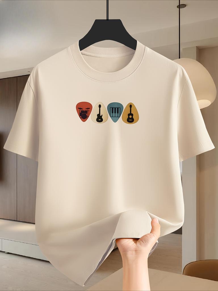 Minimal Guitar Pick Instruunisext Graphic Tshirt Unisex Unisex Cotton Music Enthusiast Loose Fit Basic Casual Daily Tees Tops