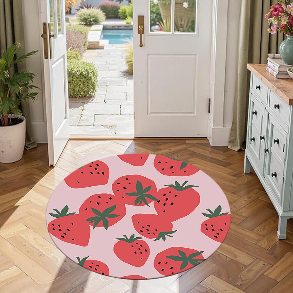 Fruit Round Office Rug Design for Foyer Playrooms Outdoor Bedrooms Anti-slip Round Rug Office home decor Perfect Gift for Women Men