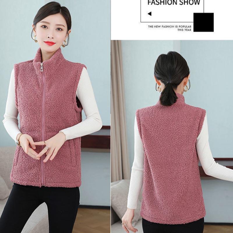 Жилет женский короткий из овечьего флиса осенне-зимнее утолщенное теплое универсальное пальто