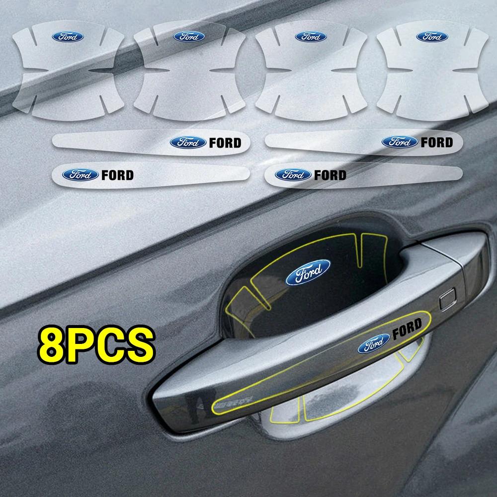 ckgqtx1 8pcs Transparent Car Door Handle Protector Film Sticker Anti Scratch Decal For Ford Fiesta Mondeo Fusion Explorer Escape Ghia