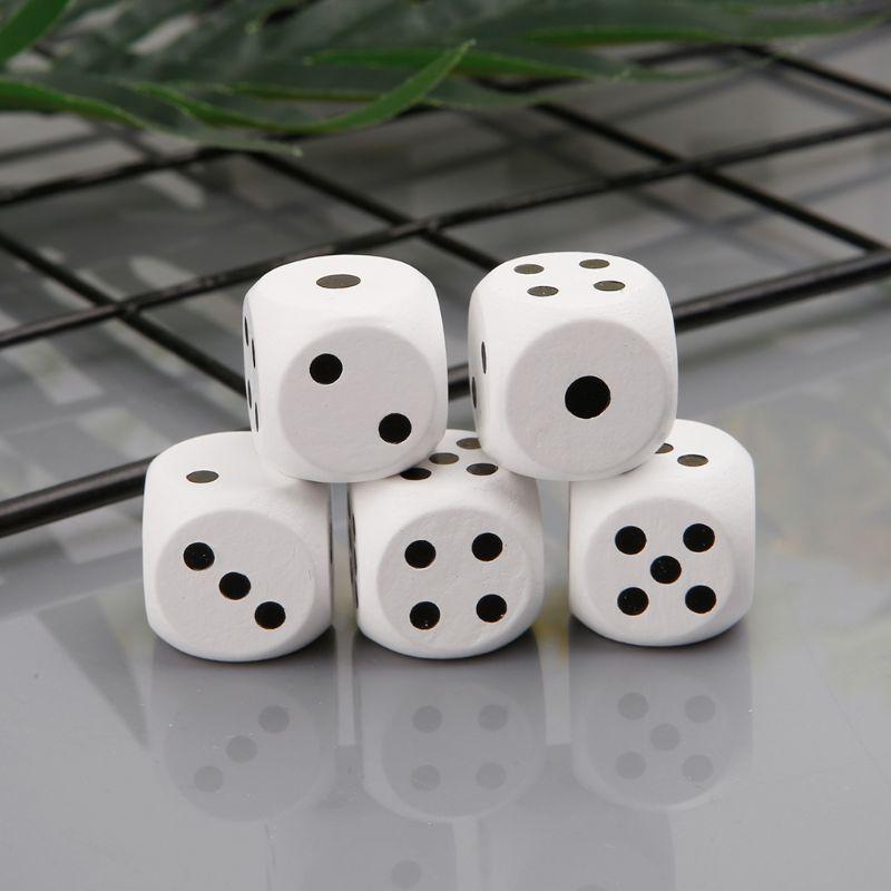 5Pcs 20mm White Black Spots Digital Dice 6 Sided Wooden Dice Children Puzzle Dice Toy Board Game Props KTV Bar Dice Kit 24BD