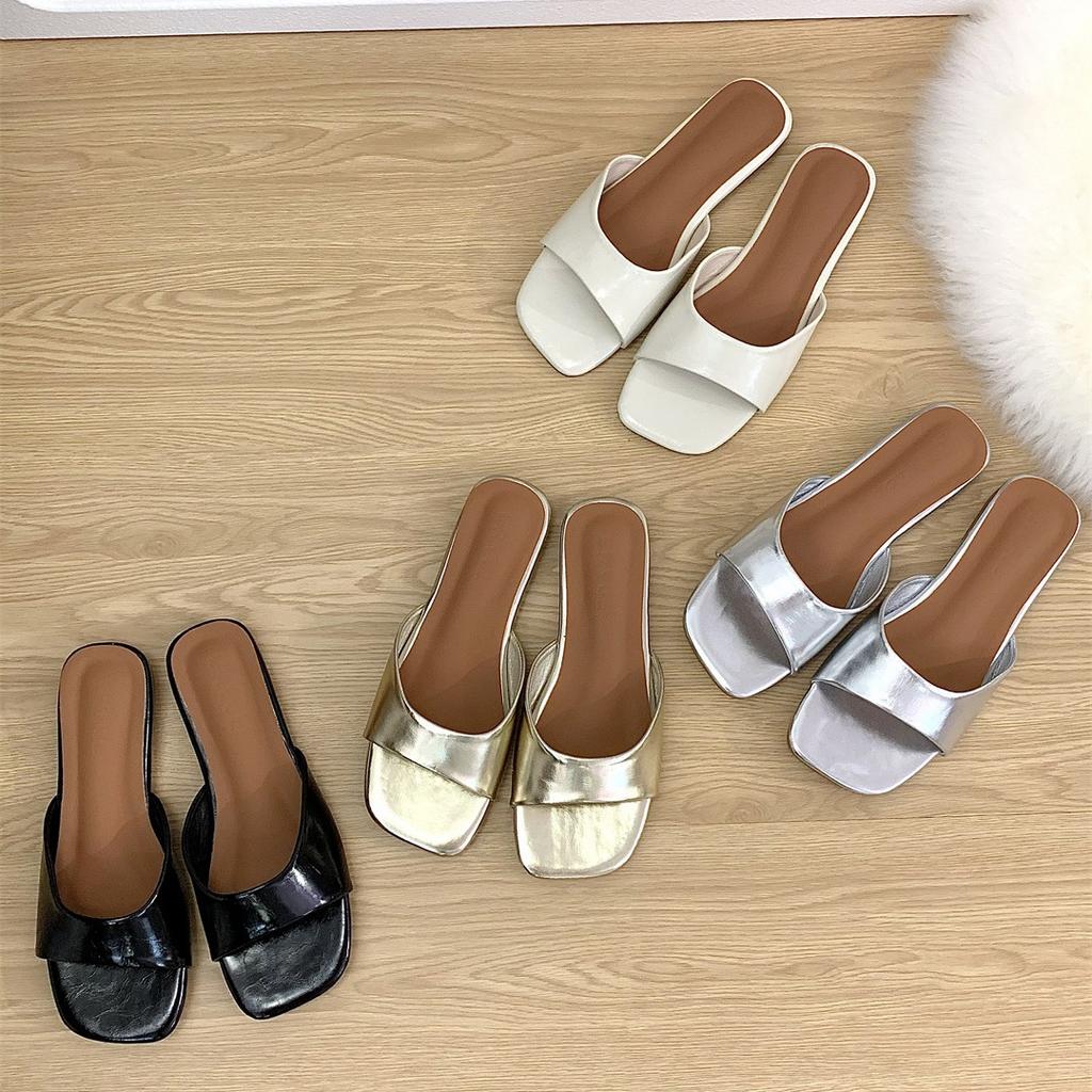 Fashion 2025 New Designer Gold/silver Slippers Women Flat Sandalias Mujer Outdoor Slides Summer Shoes Woman Flip Flops Silver Pantuflas