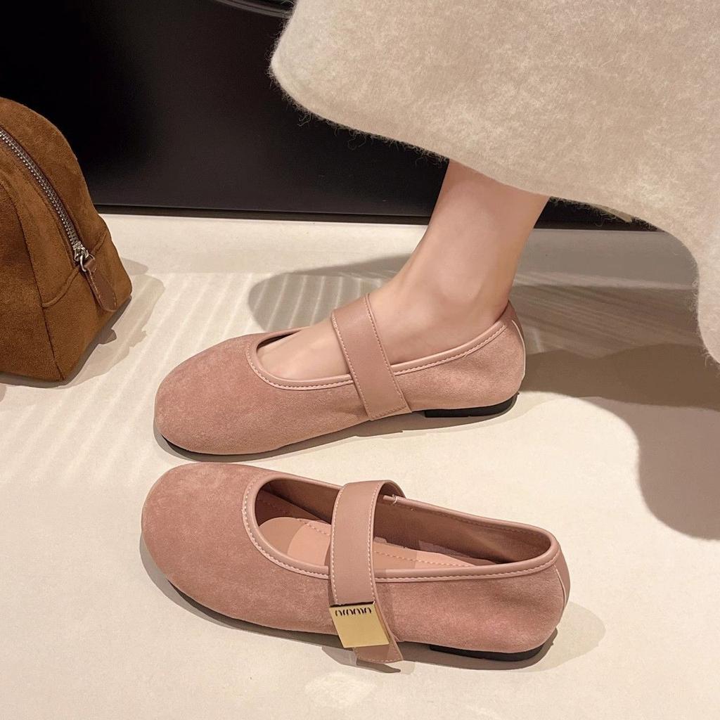One Word Retro Soft Sole Round Head Mary Jane Shoes 2025 Spring and Summer New Shallow Mouth Single Shoes Flat Internet Celebrity Women Single Shoes
