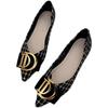 Fashion Pointed Flat Shoes for Women's New Boat Shoes Black Work Shoes Checkered Shallow Women Shoes Super Big Size 45 46 47 48 49 50
