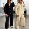 European Style Women's Knit Cardigan & Wide-Leg Pants Two-Piece Set
