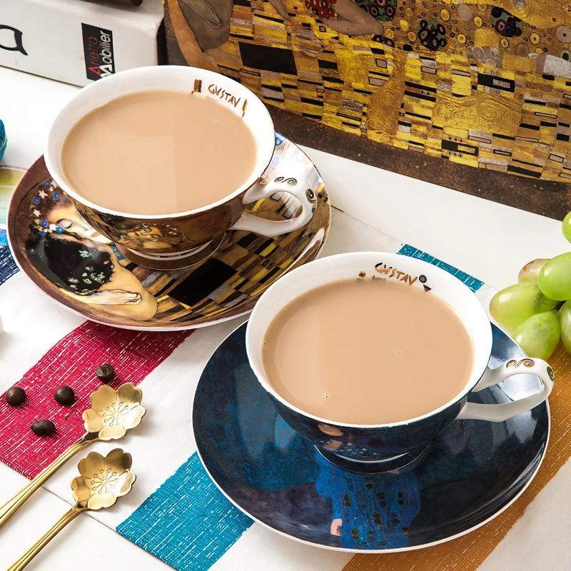 220ML, real bone china coffee cup, kiss girlfriend gift, couple ceramic tea cup with saucer, porcelain espresso mug, cafe latte
