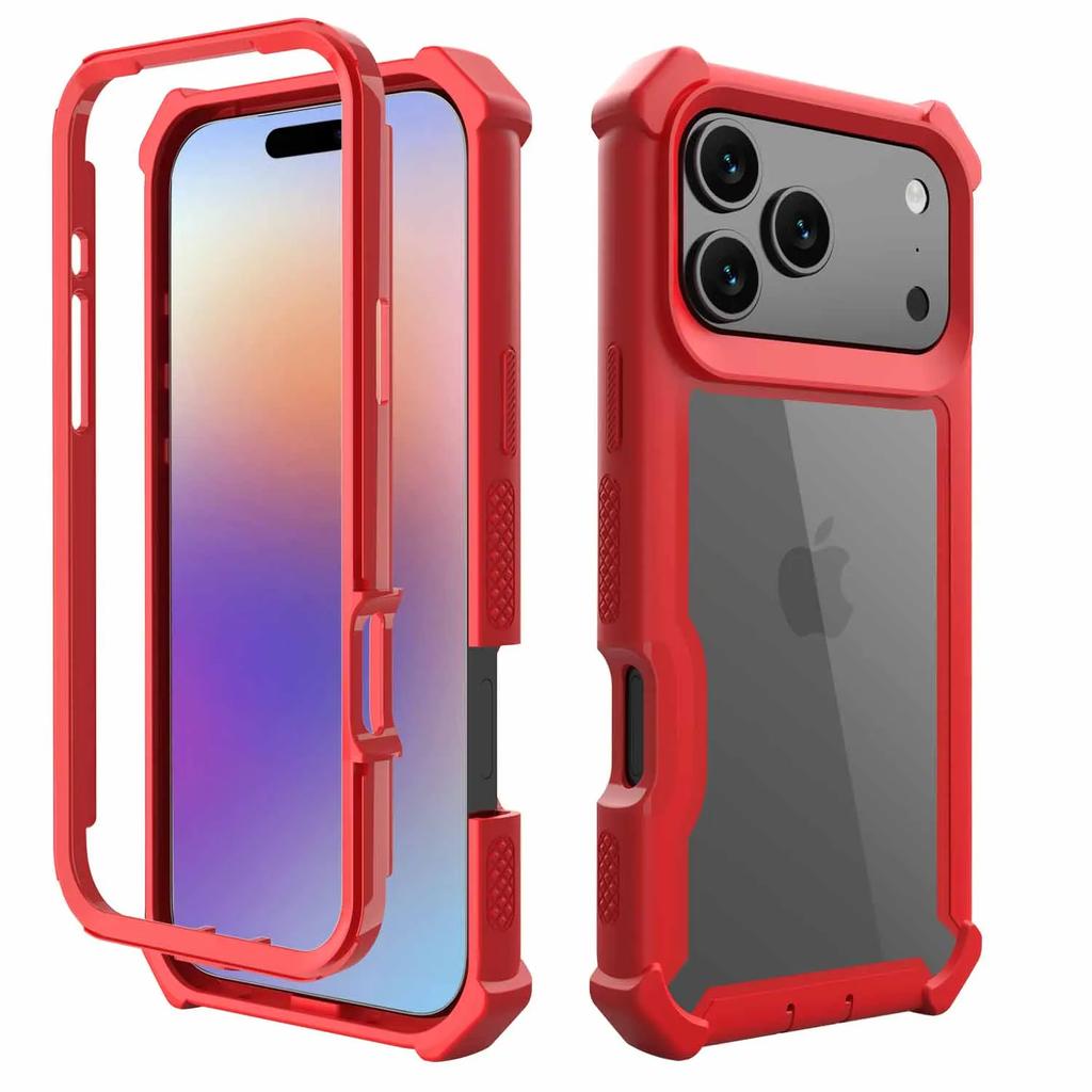 Ударопрочный чехол-броня 2 в 1 для iPhone 17 Air 16 E 15 14 Plus 13 12 11 Pro Max Бампер Прозрачная акриловая жесткая крышка