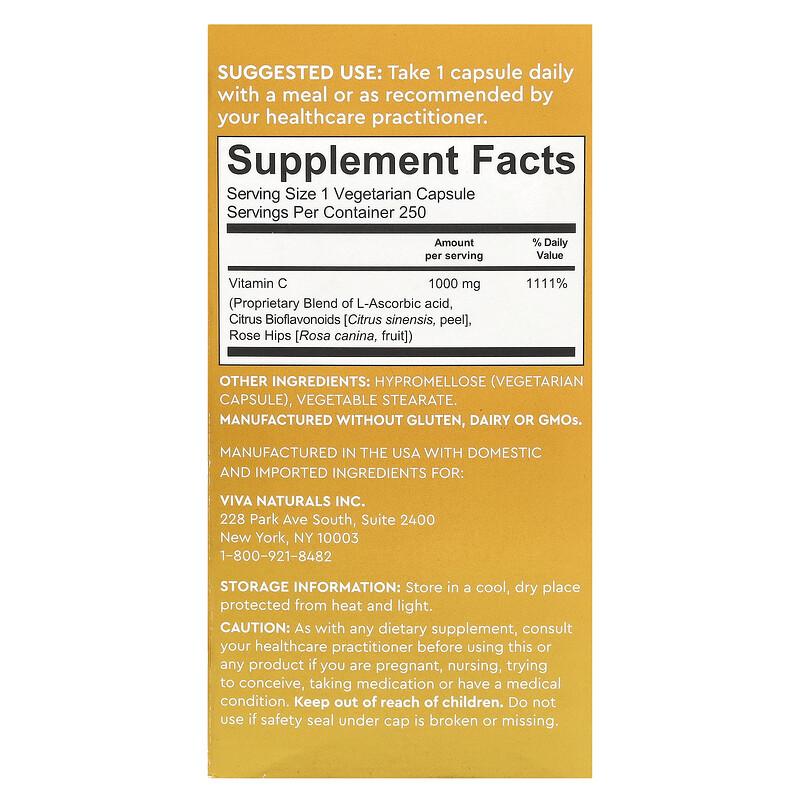 Vitamin C, 1,000 mg, 250 Veggie Capsules