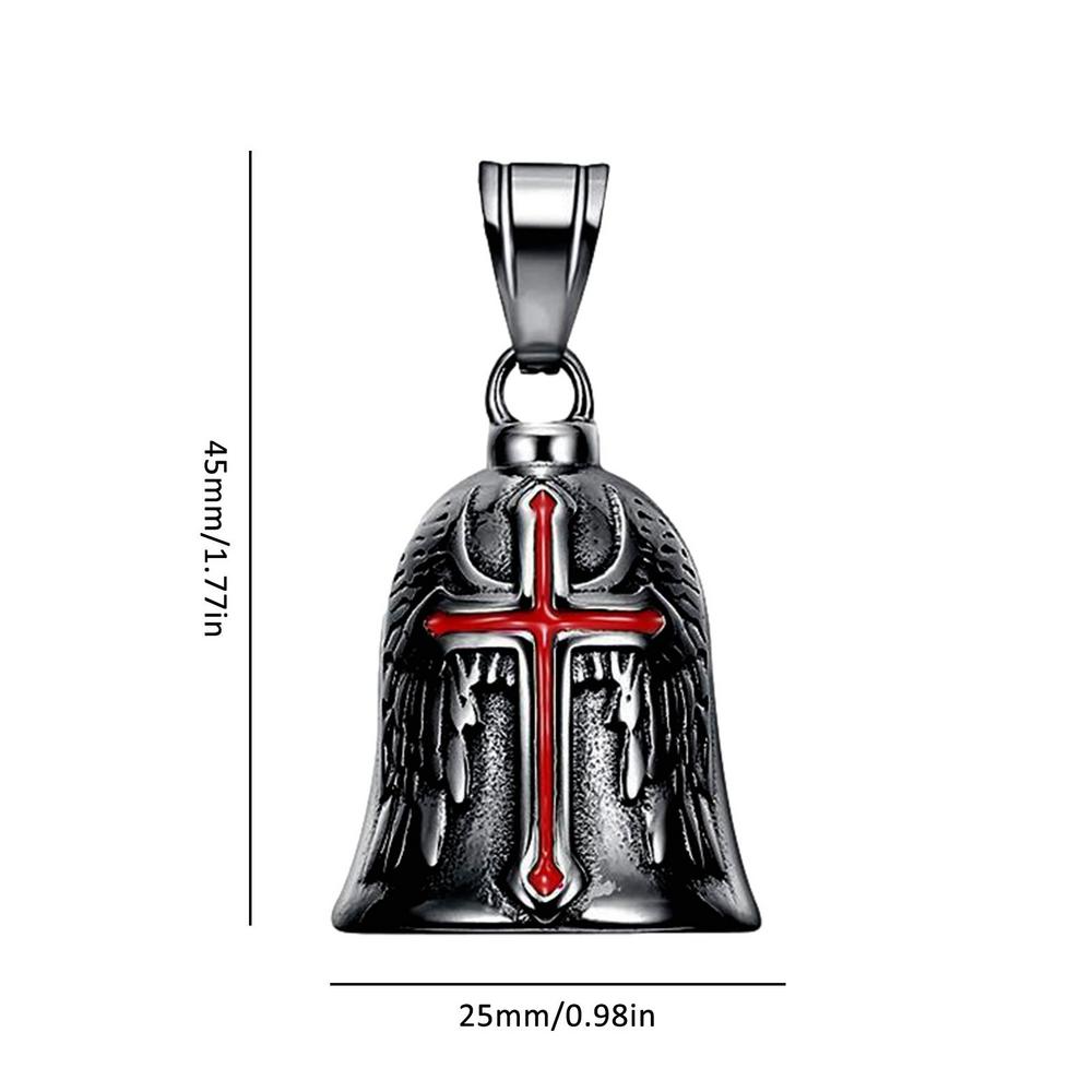 Мужской крест в стиле ретро-панк, счастливый колокольчик, ангельское крыло, рыцарский колокольчик, металлический кулон, кулон для мотоцикла, ювелирные изделия, подарок, мотоаксессуары