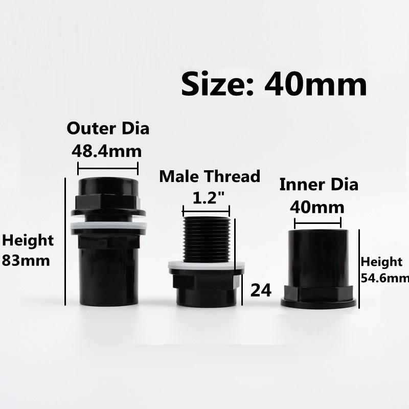 1PC 20/25/32/40/50mm Hi-Quality PVC Pipe Connectors Thicken Fish Tank Drain Aquarium Inlet Outlet Joints Garden Irrigation