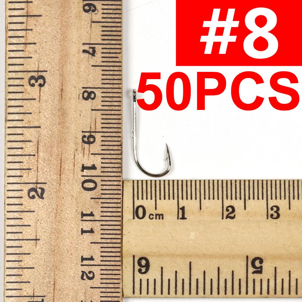 Набор из 50 острых рыболовных крючков Baitholder для червя или приманки. Размер 10 12 14 1/0 2/0