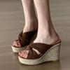 Fashion High Heels Slides  Platform Shoes for Wedding Beach Office 2025 Summer Womens Wedges Slippers