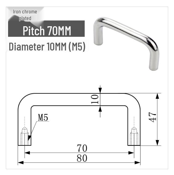 304 Stainless Steel U-Shaped Cabinet Handle, Polished Carbon Steel Round Bar Pull, available in sizes M3, M4, M5.